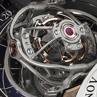 Часы Jaeger-LeCoultre Duometre Heliotourbillon Perpetual Q6202420, крупный план гелиотурбийона