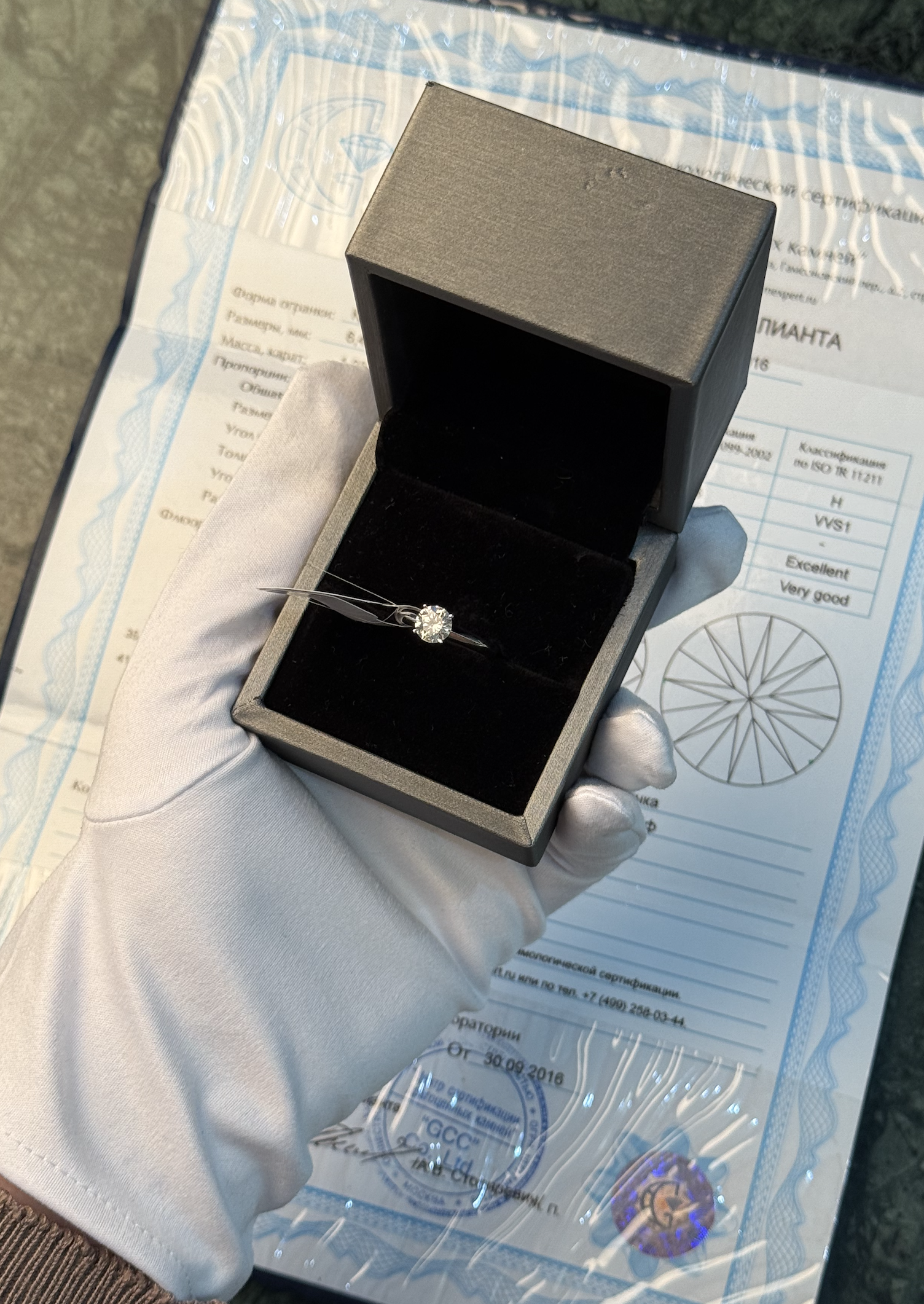 Кольцо с бриллиантом 1,05 ct.