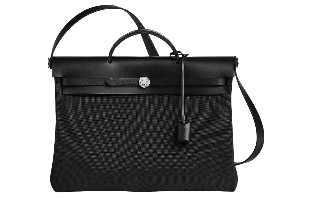 Сумка HERMES Herbag Messenger Canvas With Hunter Cow Leather Handbag Women’s Black