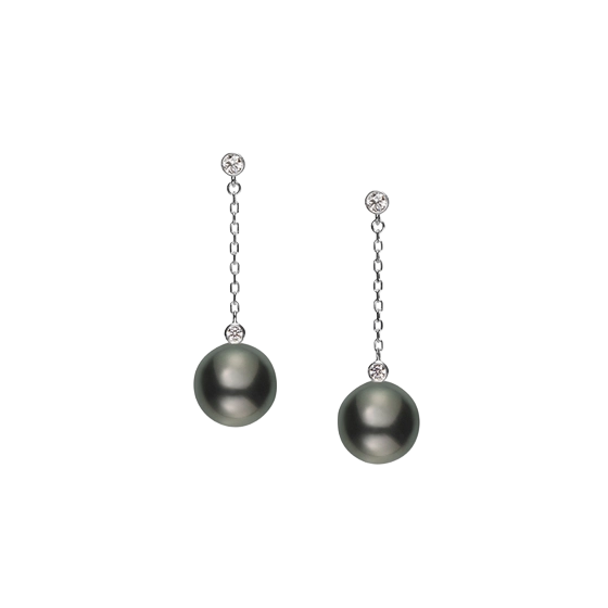 Серьги Mikimoto Black South Sea Cultured Pearl and Diamond Drop Earrings