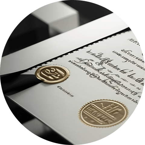 Central Bank license, insurance policy, certificates