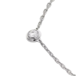 Silver chain necklace with a bezel-set round diamond pendant